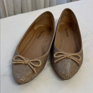 Zigi Soho Glittery Gold Flats with Bow